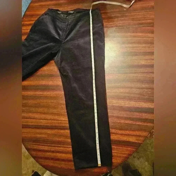 Talbots Hampshire Black Velveteen Flat Front Straight Leg Ankle Pants Plus 18W - Picture 13 of 15